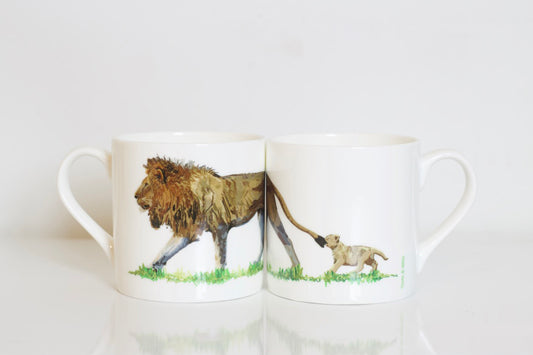 Set of African Animal Bone China Mugs