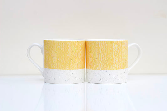 Sgraffito Orange Sand Bone China Mug