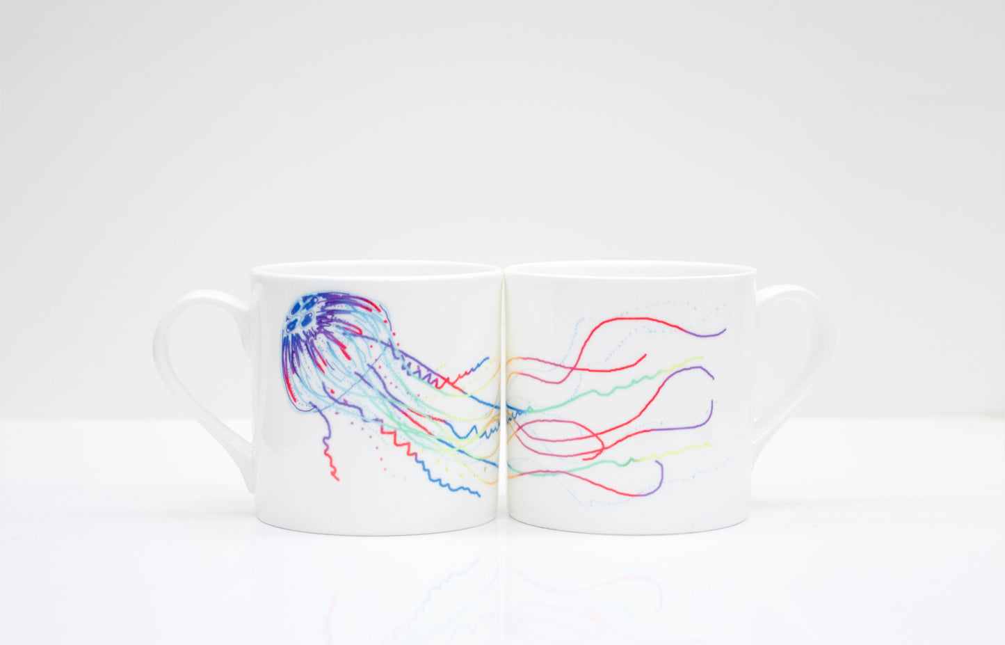 Set of Underwater Animal Bone China Mugs