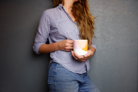 Orange|Pink Dip bone china mug